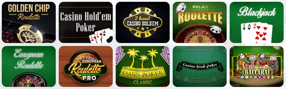 Jeux de table au DaVinci's Gold Casino