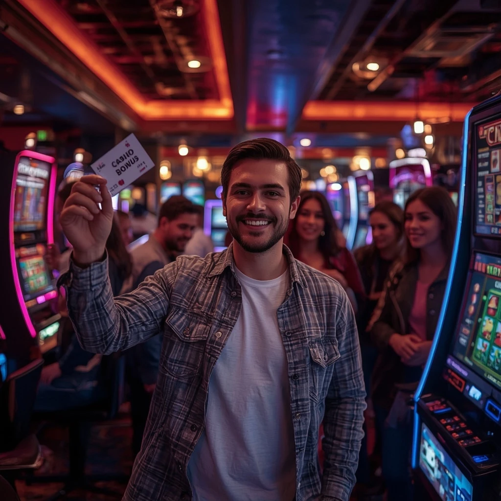 une personne tenant un bonus du Casino DaVinci's Gold